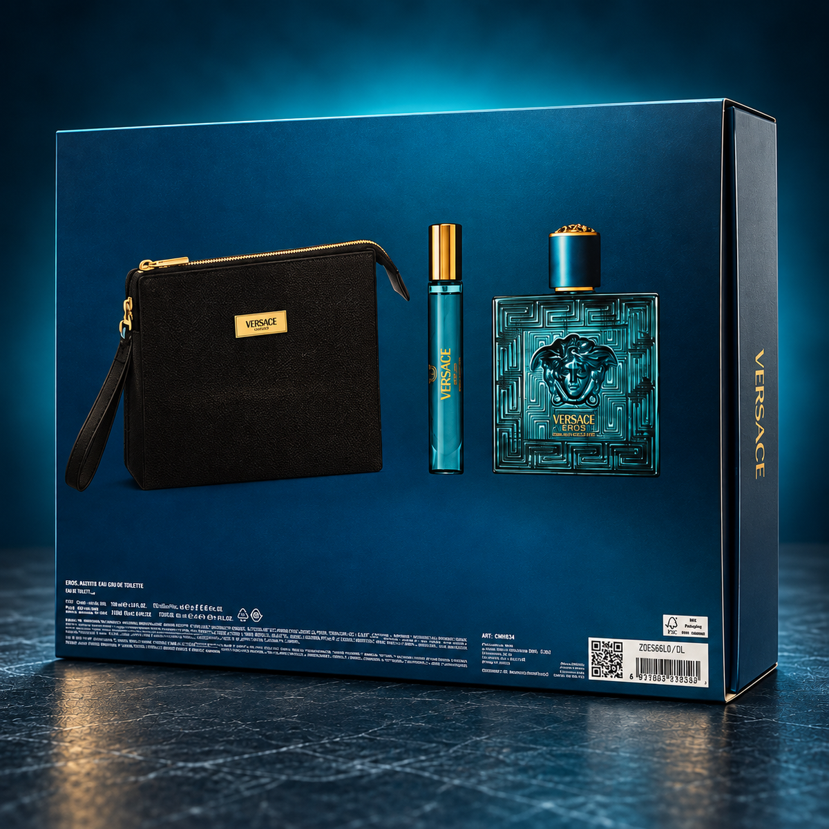 Versace Eros Eau de Toilette for Men – 3-Piece Gift Set, 3.4 oz / 100 ml